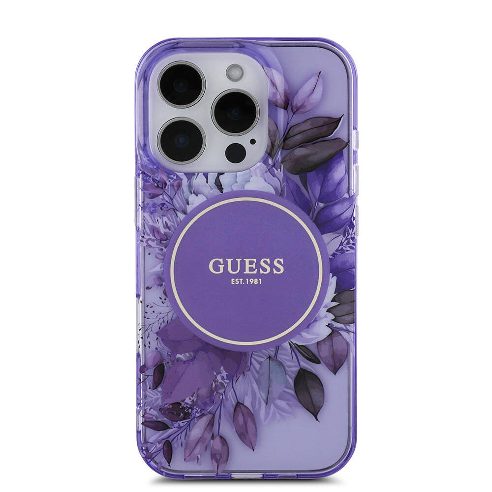 Guess iPhone 16 Pro Orjinal Lisanslı Magsafe Şarj Özellikli IML Baskılı Çiçek İnci Bileklikli Telefon Kılıfı - 4