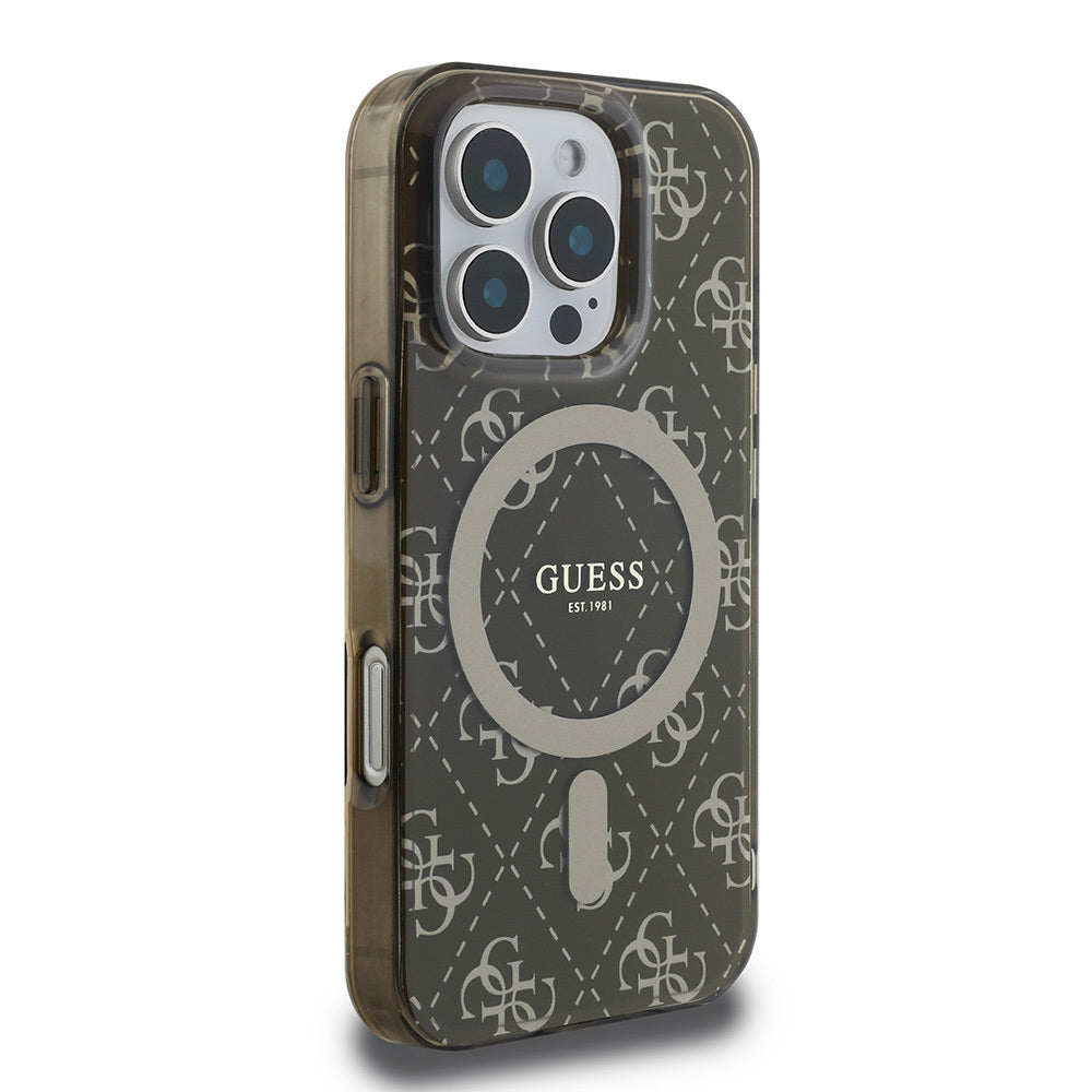 Guess iPhone 16 Pro Orjinal Lisanslı Magsafe IML Baskılı Klasik Logolu 4G Desenli Telefon Kılıfı-4