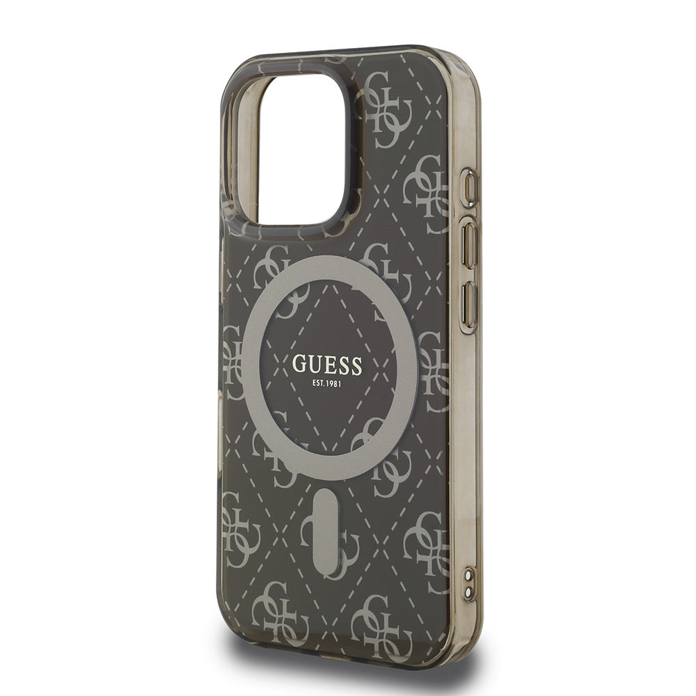 Guess iPhone 16 Pro Orjinal Lisanslı Magsafe IML Baskılı Klasik Logolu 4G Desenli Telefon Kılıfı-6