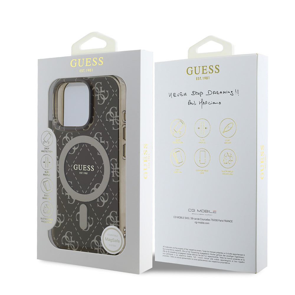 Guess iPhone 16 Pro Orjinal Lisanslı Magsafe IML Baskılı Klasik Logolu 4G Desenli Telefon Kılıfı-8