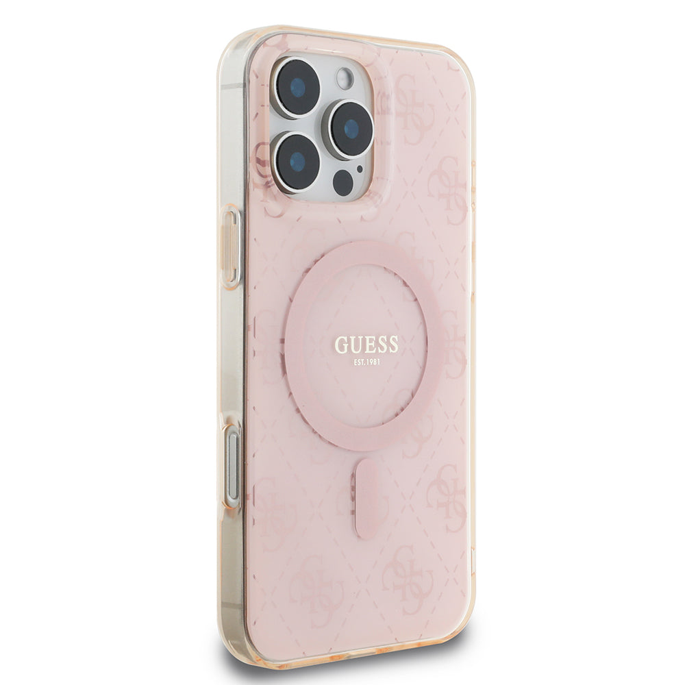 Guess iPhone 16 Pro Orjinal Lisanslı Magsafe IML Baskılı Klasik Logolu 4G Desenli Telefon Kılıfı-12