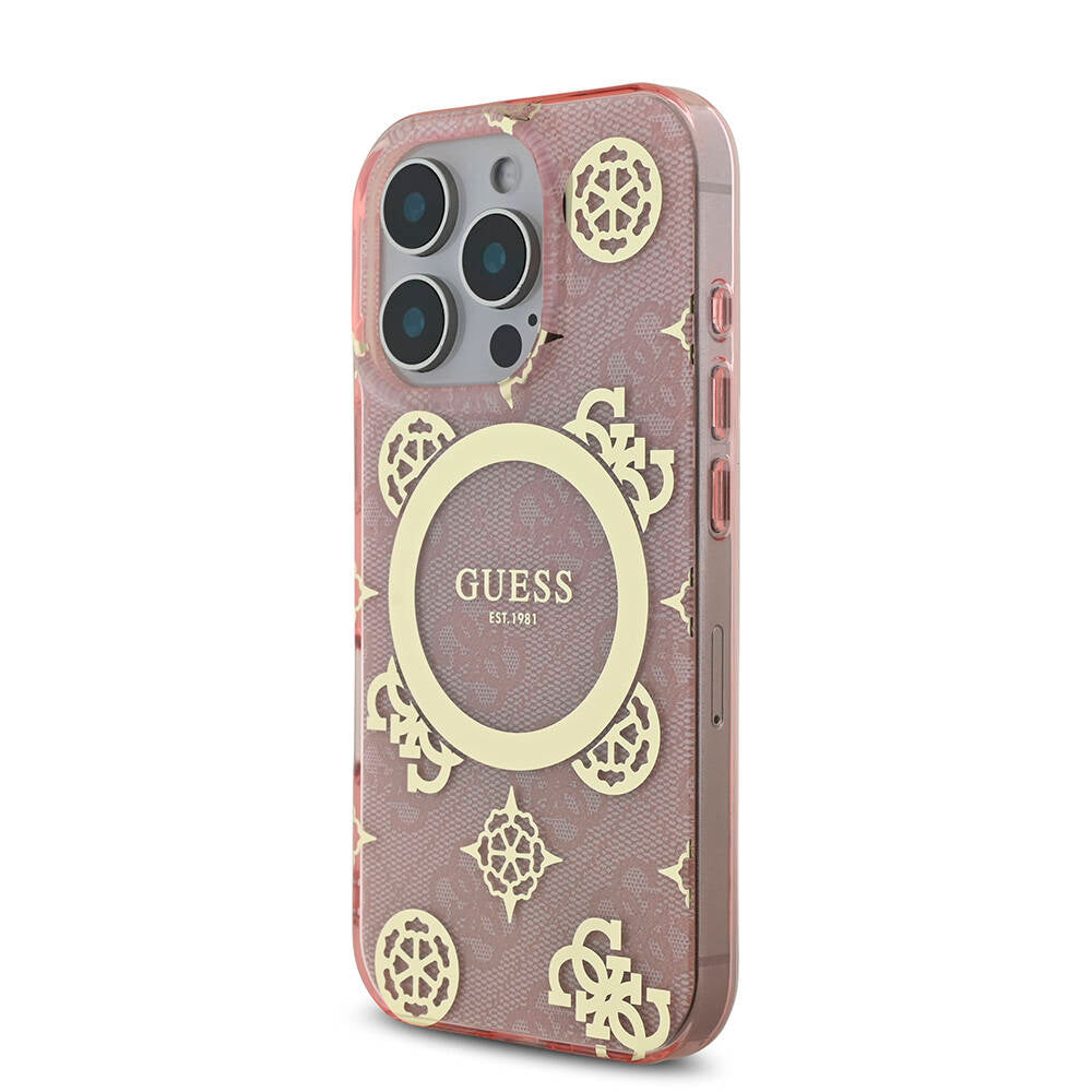 Guess iPhone 16 Pro Orjinal Lisanslı Magsafe IML Peony ve 4G Desenli Klasik Logolu Telefon Kılıfı - 17