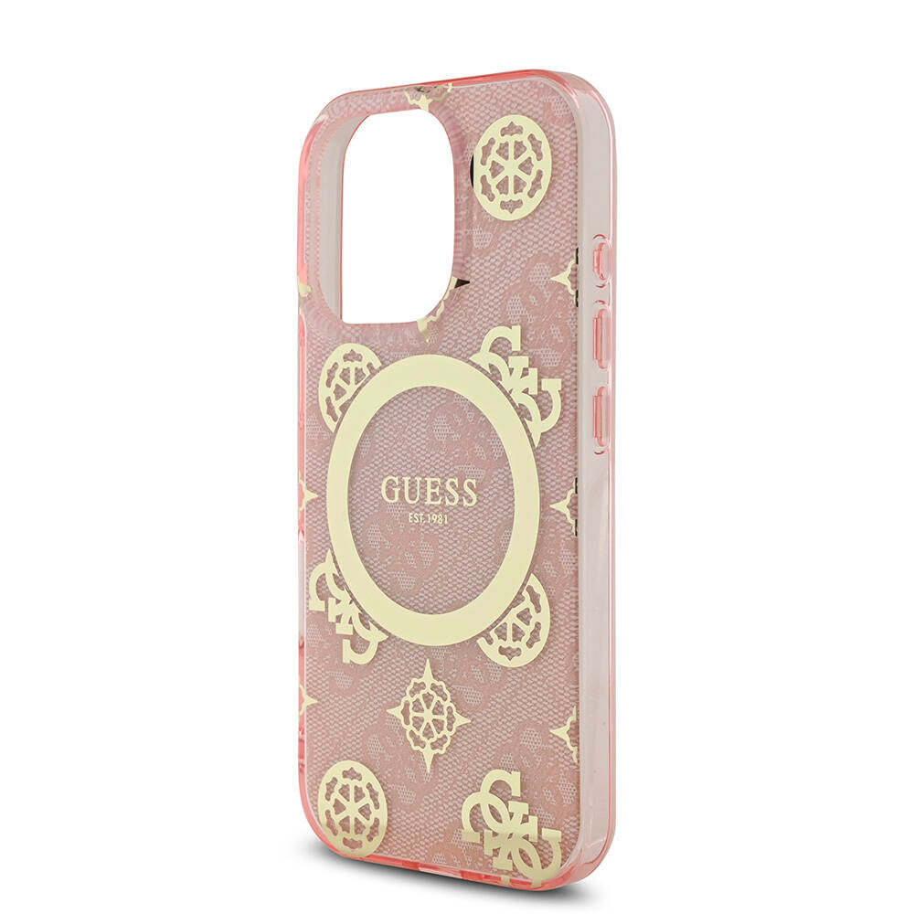 Guess iPhone 16 Pro Orjinal Lisanslı Magsafe IML Peony ve 4G Desenli Klasik Logolu Telefon Kılıfı - 21