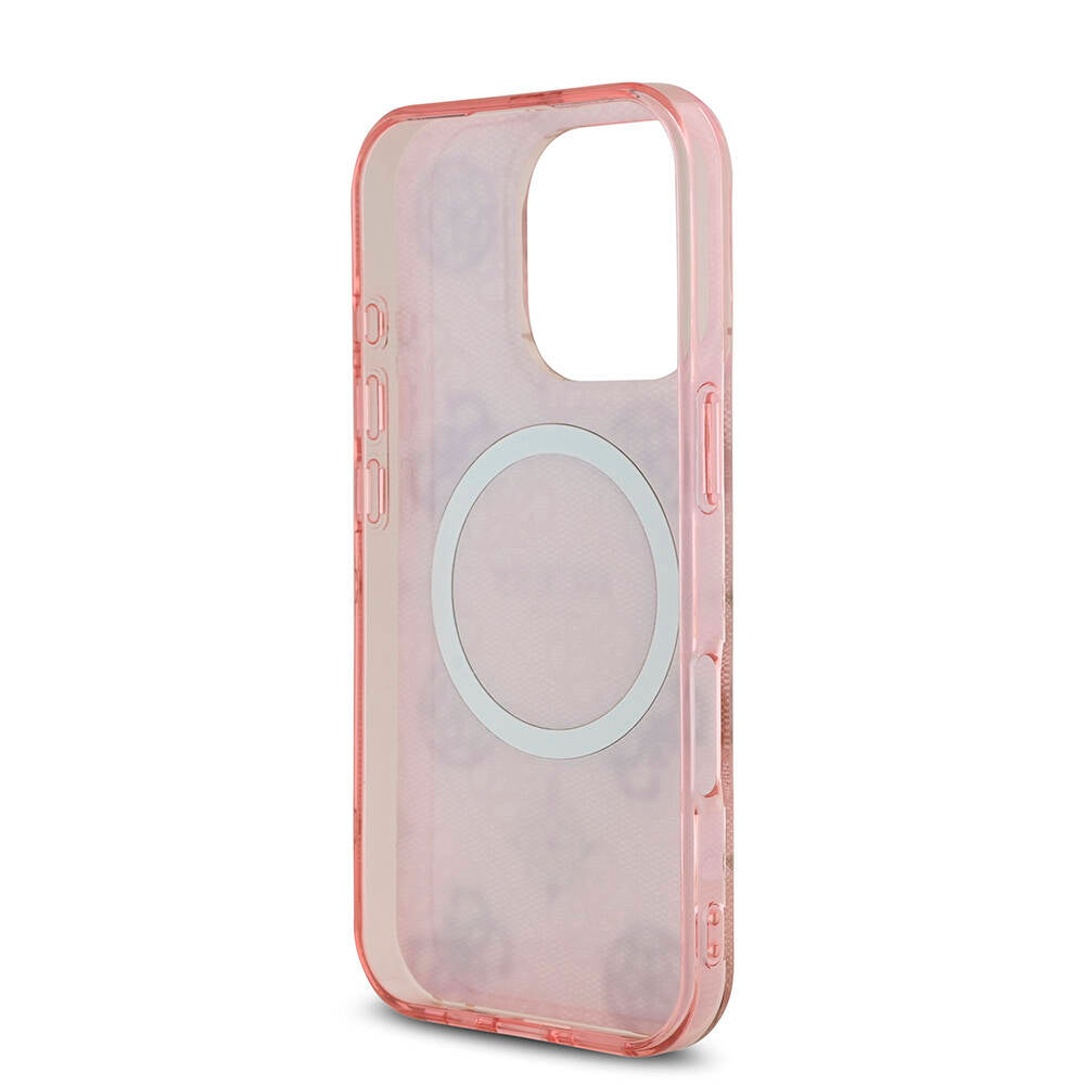 Guess iPhone 16 Pro Orjinal Lisanslı Magsafe IML Peony ve 4G Desenli Klasik Logolu Telefon Kılıfı - 22
