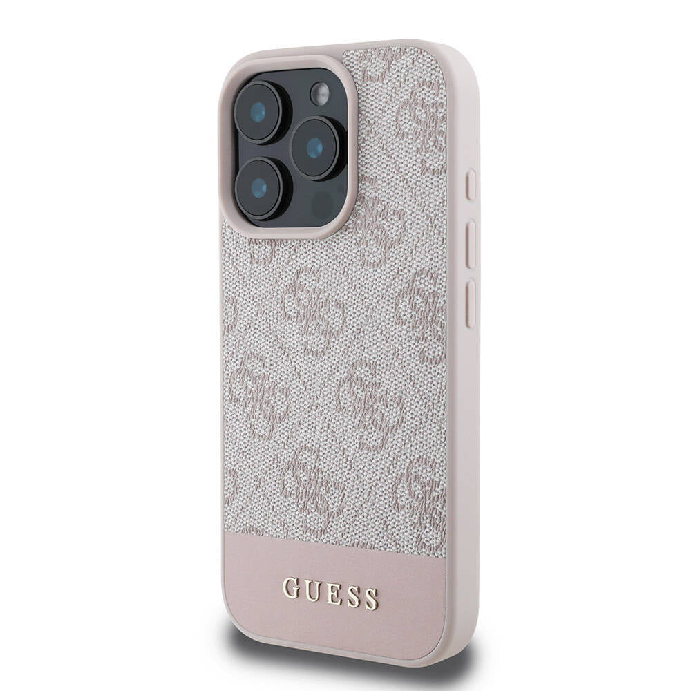 Guess iPhone 16 Pro Orjinal Lisanslı Magsafe Şarj Özellikli PU Deri Şerit Logo Dizaynlı Telefon Kılıfı - 2