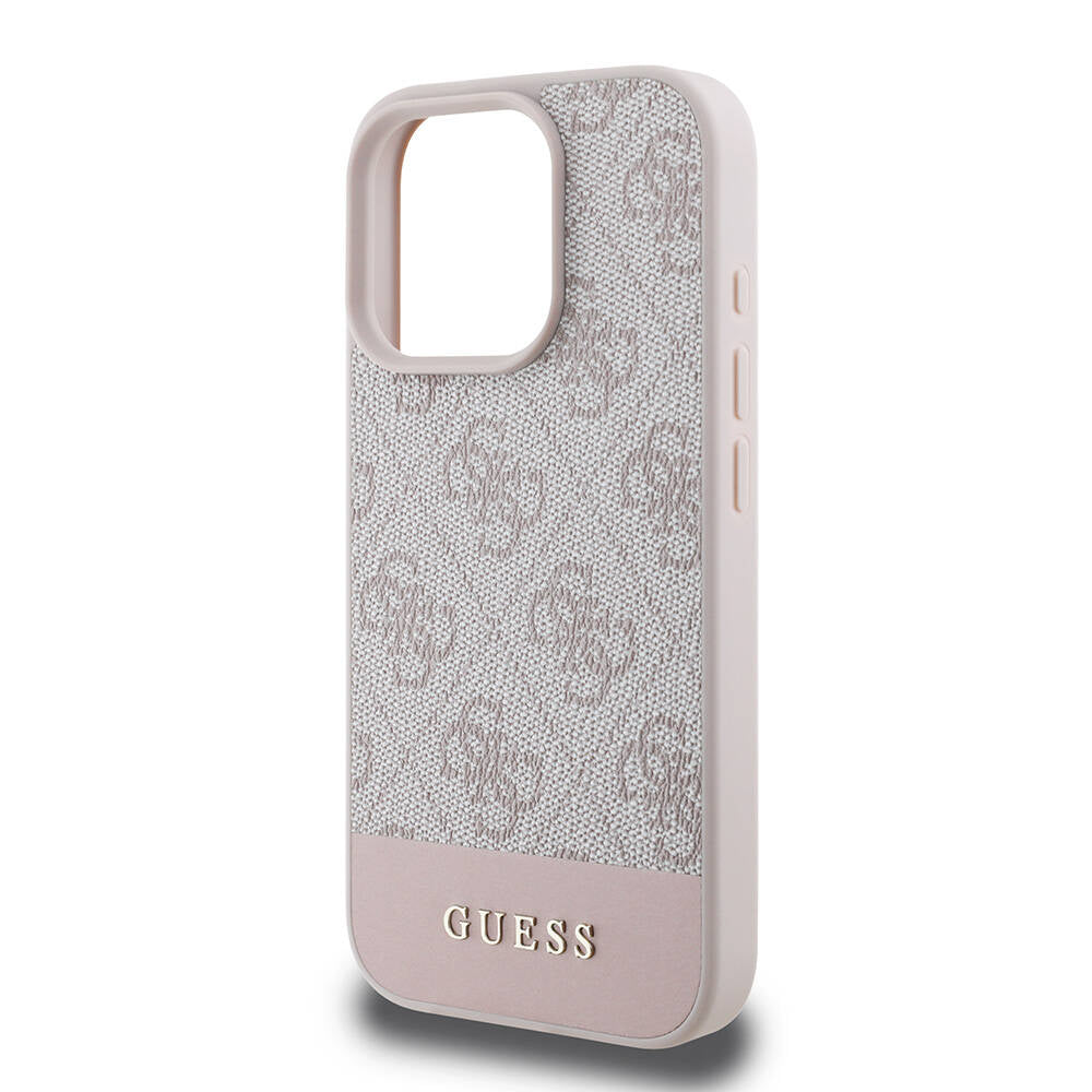 Guess iPhone 16 Pro Orjinal Lisanslı Magsafe Şarj Özellikli PU Deri Şerit Logo Dizaynlı Telefon Kılıfı - 6