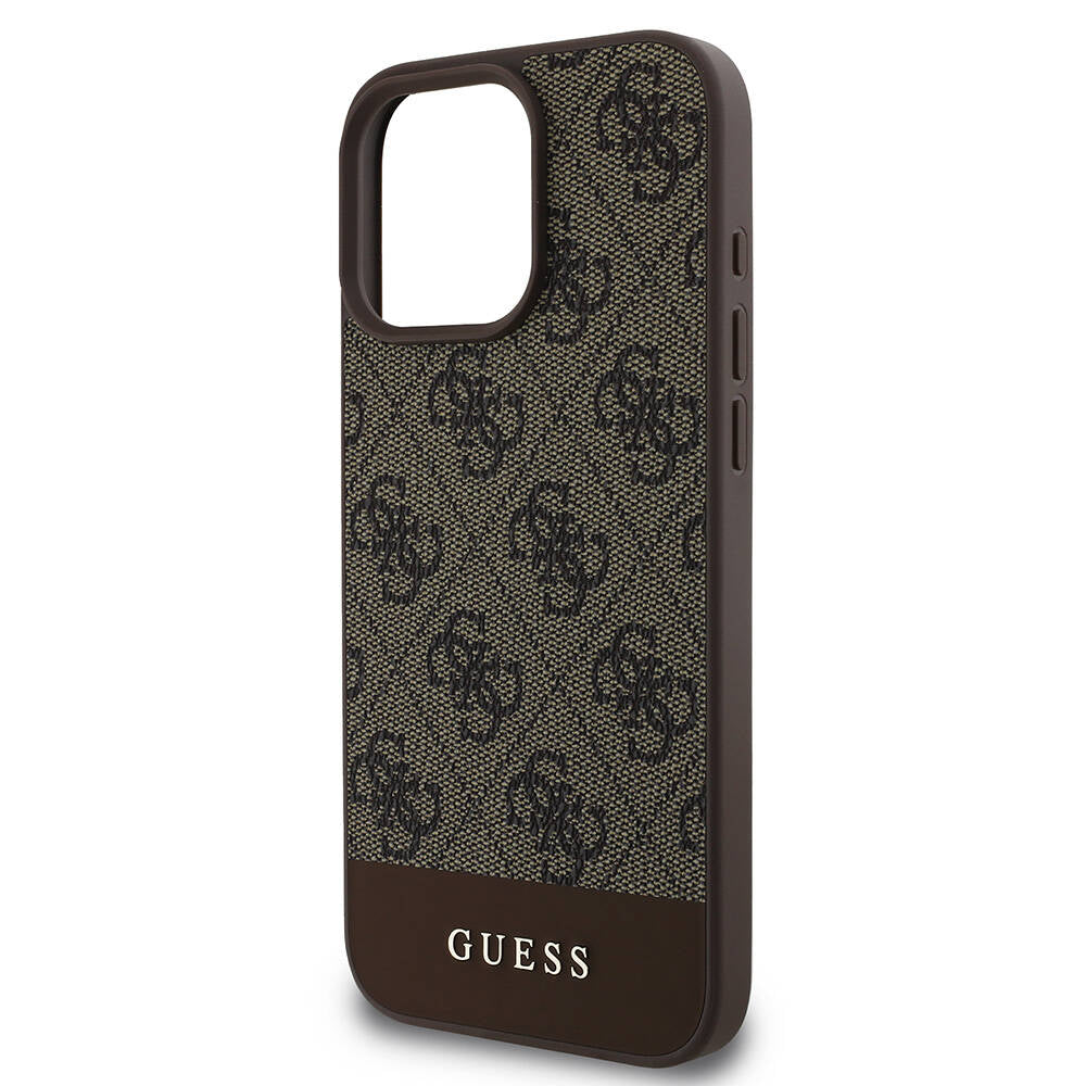 Guess iPhone 16 Pro Orjinal Lisanslı Magsafe Şarj Özellikli PU Deri Şerit Logo Dizaynlı Telefon Kılıfı - 21