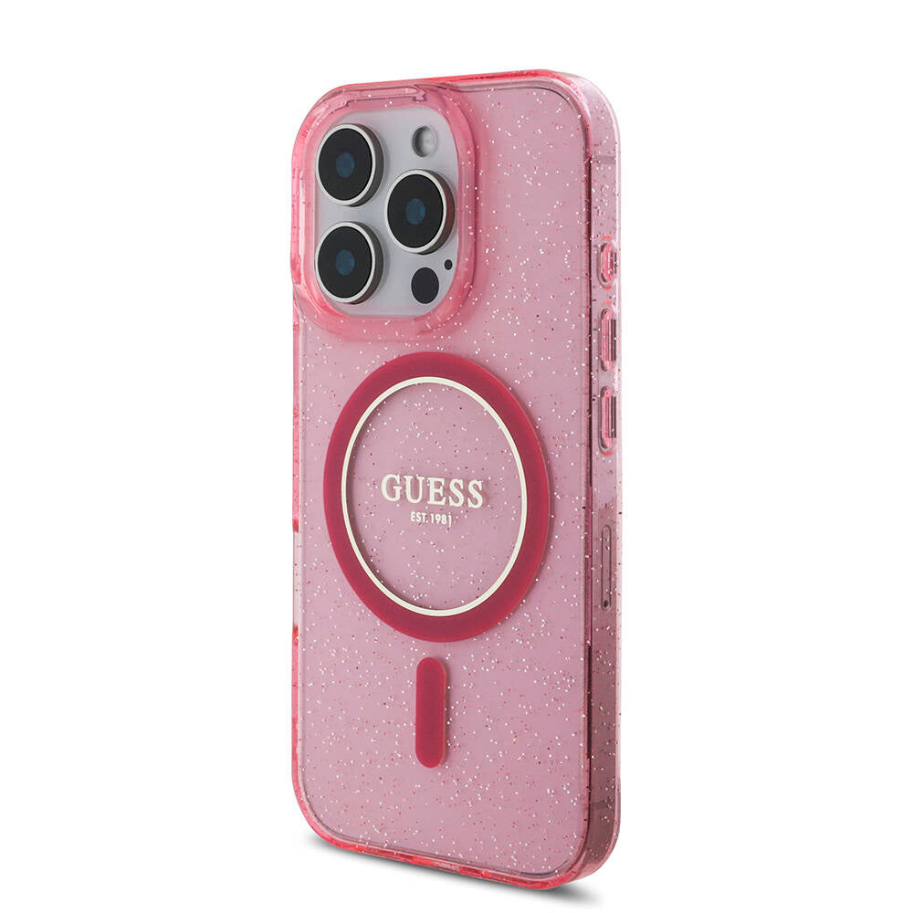 Guess iPhone 16 Pro Orjinal Lisanslı Magsafe Şarj Özellikli Simli Silikon İnci Bileklikli Telefon Kılıfı - 12