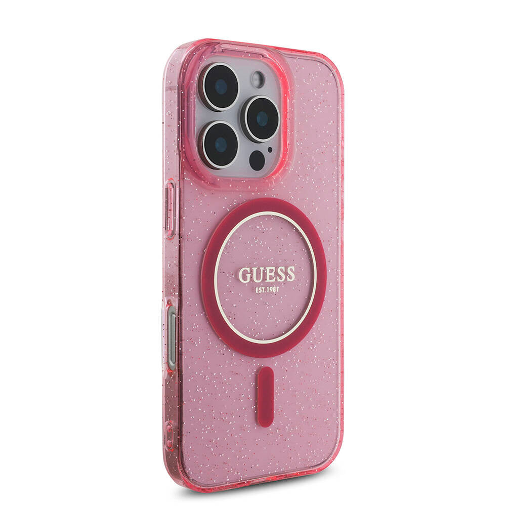 Guess iPhone 16 Pro Orjinal Lisanslı Magsafe Şarj Özellikli Simli Silikon İnci Bileklikli Telefon Kılıfı - 13