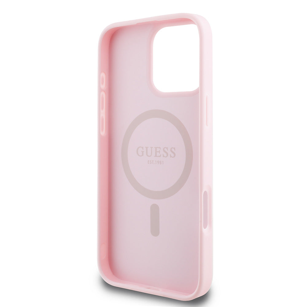 Guess iPhone 16 Pro Orjinal Lisanslı Magsafe Şarj Özellikli Yazı Logolu Grained Telefon Kılıfı - 14