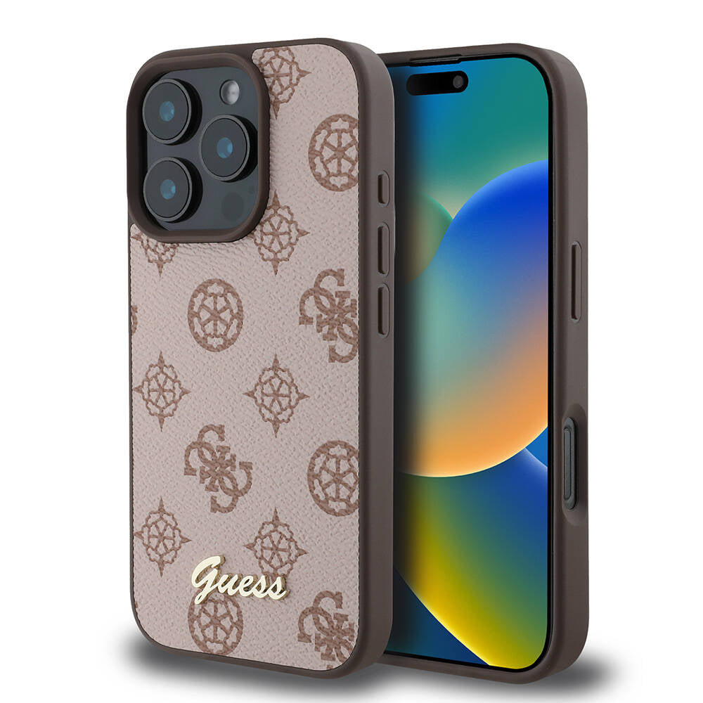 Guess iPhone 16 Pro Orjinal Lisanslı M-safe Şarj Özellikli Yazı Logolu Peony Kılıf