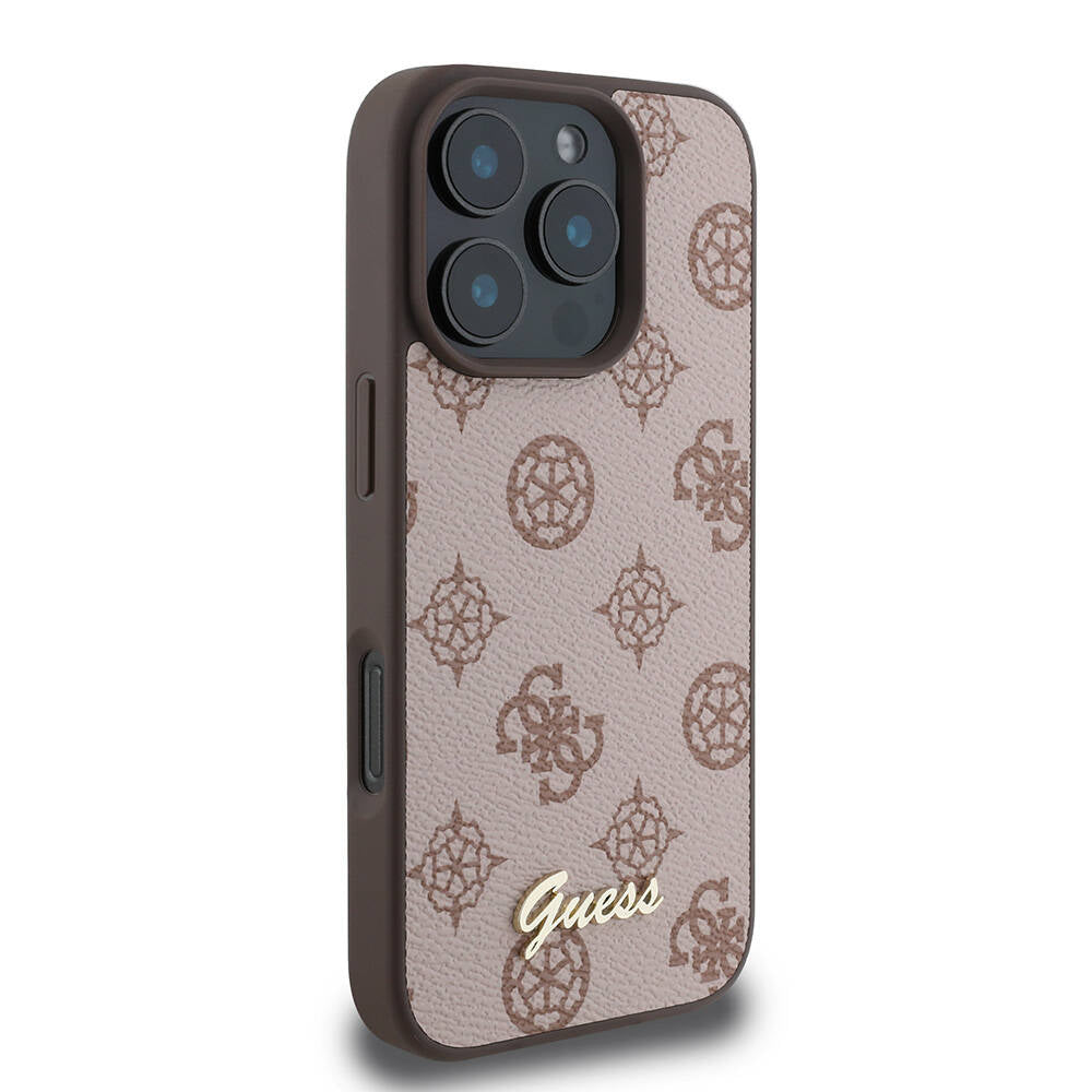 Guess iPhone 16 Pro Orjinal Lisanslı M-safe Şarj Özellikli Yazı Logolu Peony Kılıf