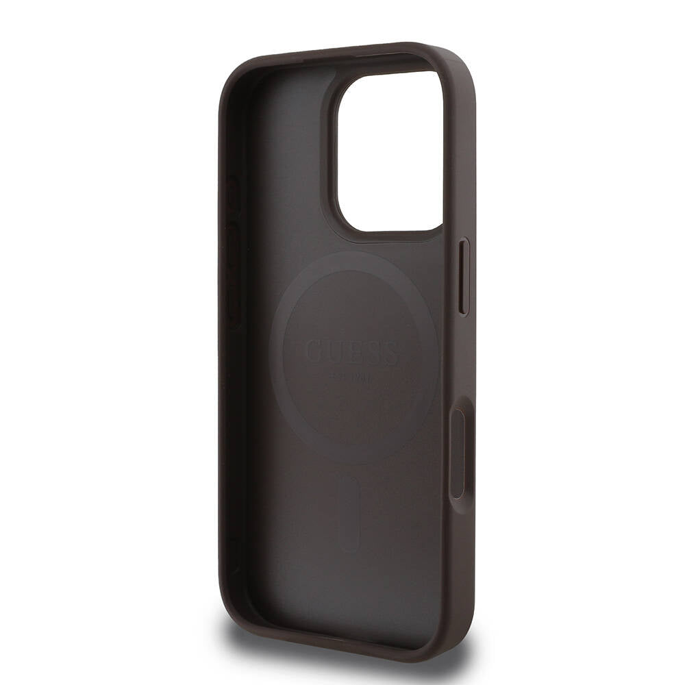 Guess iPhone 16 Pro Orjinal Lisanslı M-safe Şarj Özellikli Yazı Logolu Peony Kılıf