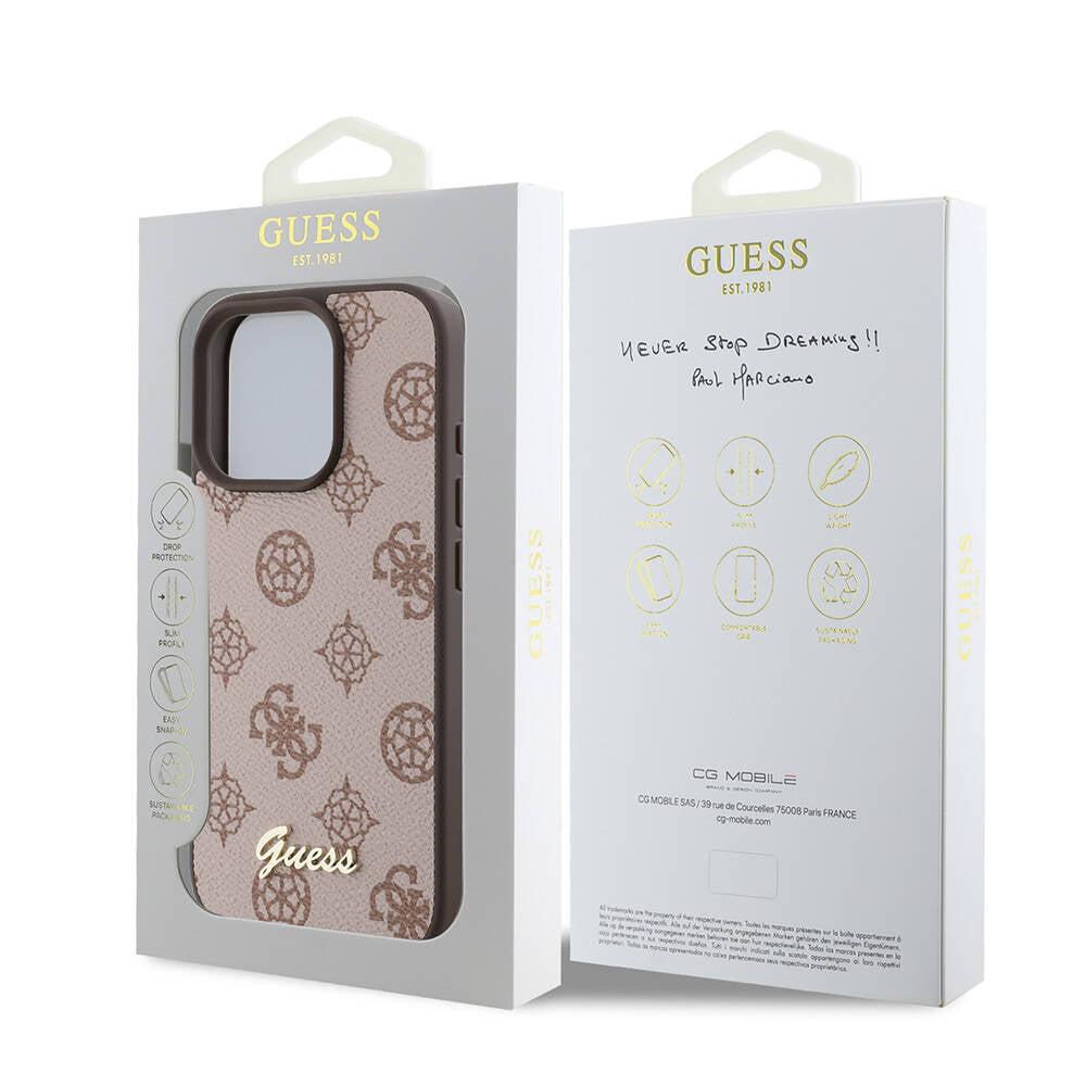 Guess iPhone 16 Pro Orjinal Lisanslı M-safe Şarj Özellikli Yazı Logolu Peony Kılıf