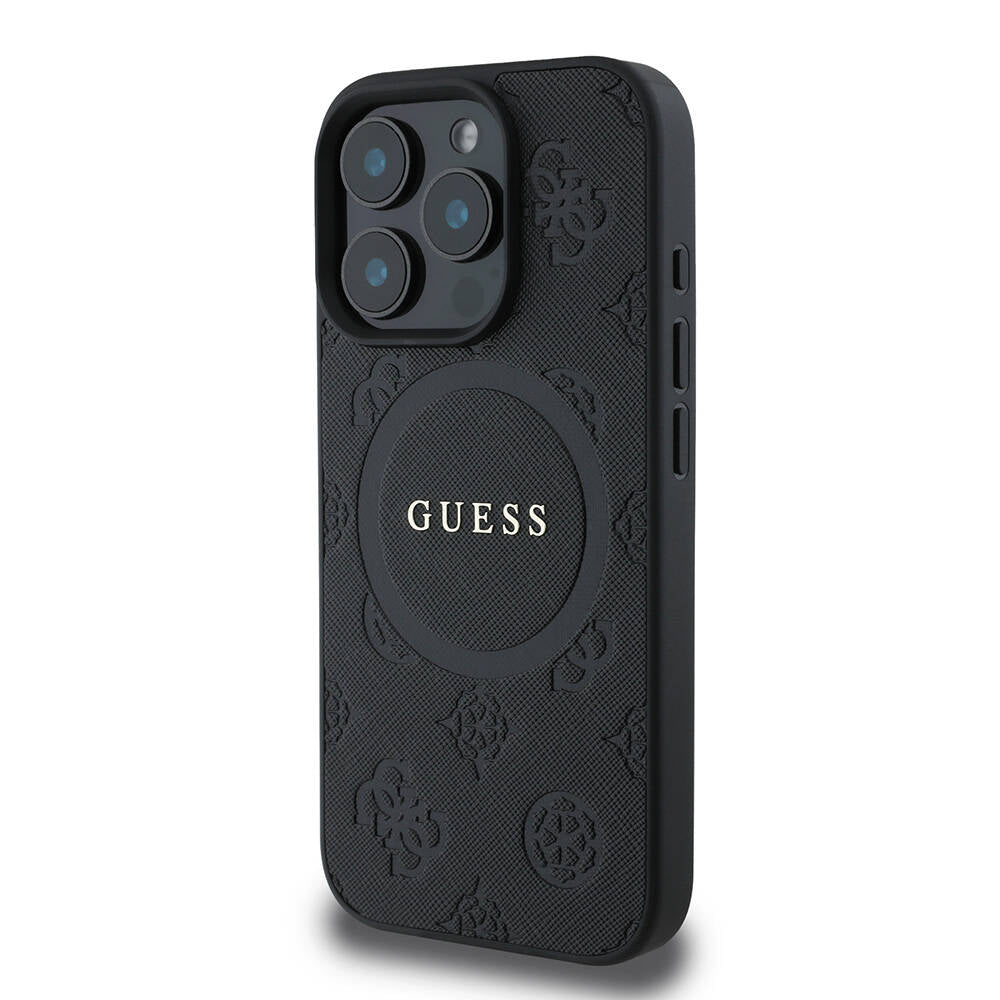 Guess iPhone 16 Pro Orjinal Lisanslı Magsafe Şarj Özellikli Yazı Logolu Saffiano Peony Telefon Kılıfı - 2