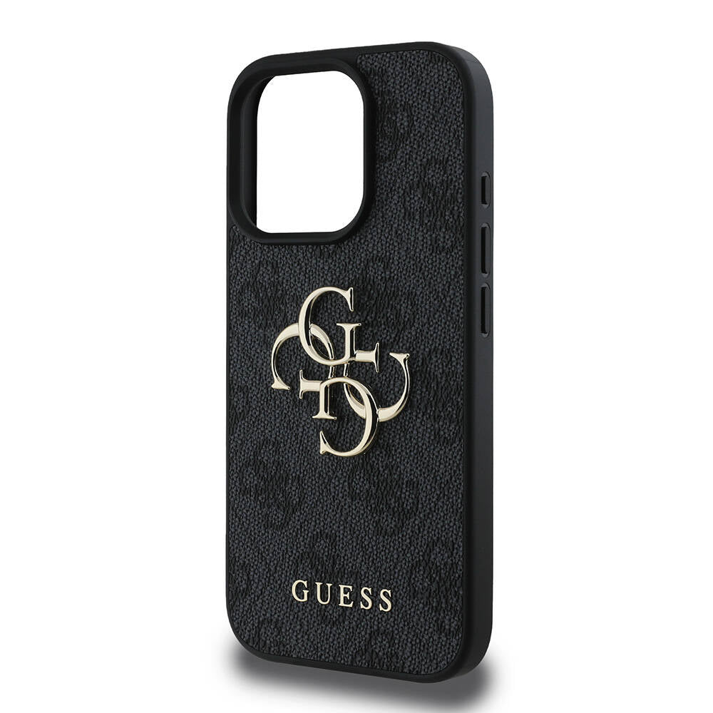 Guess iPhone 16 Pro Orjinal Lisanslı PU Deri 4G Desenli Metal Büyük 4G ve Yazı Logolu Telefon Kılıfı - 13