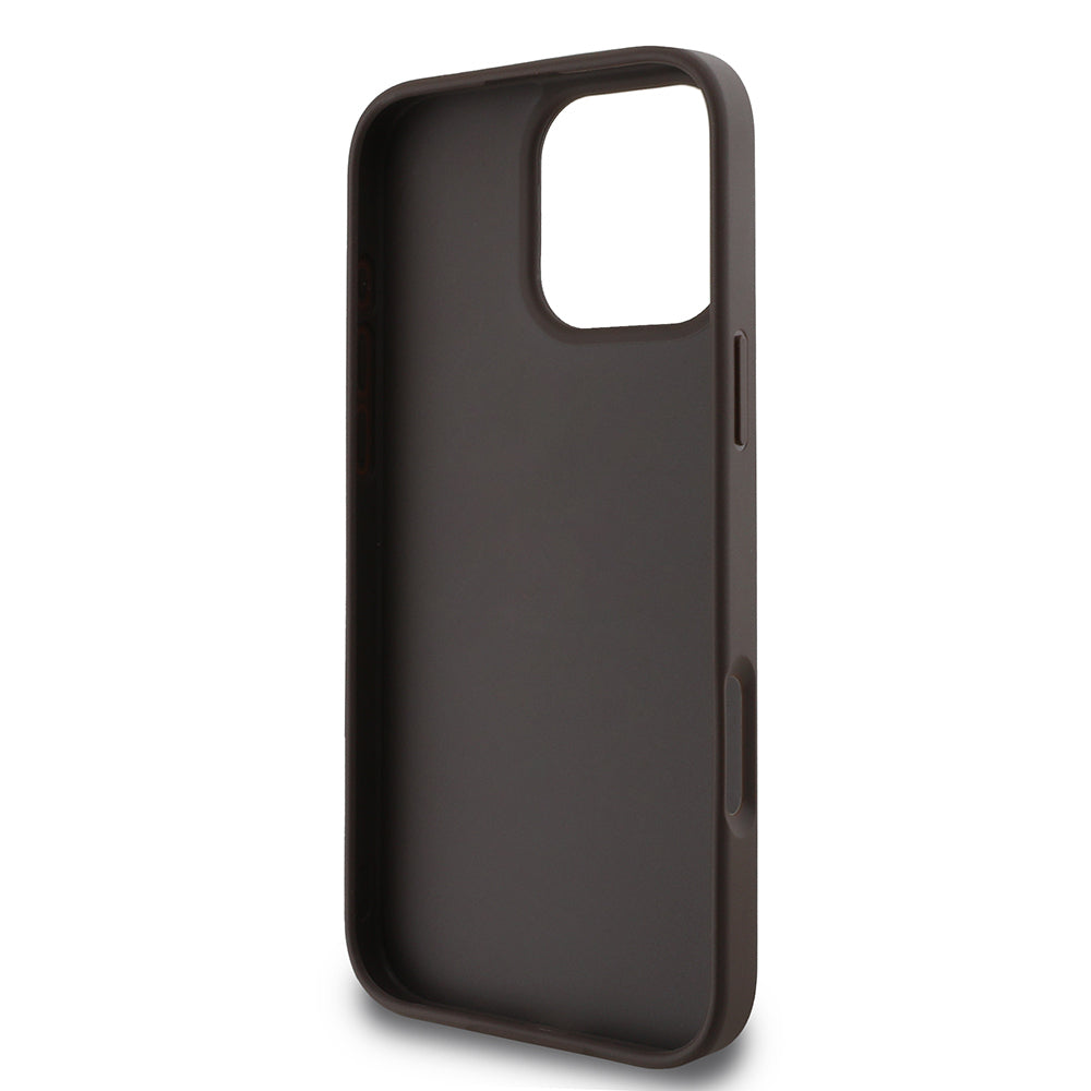 Guess iPhone 16 Pro Orjinal Lisanslı PU Deri Şerit Logo Dizaynlı Kılıf