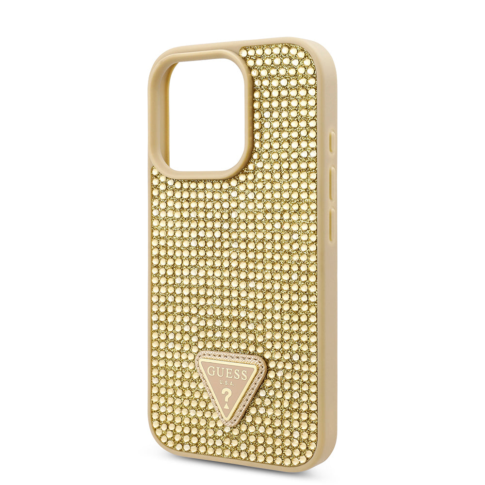 Guess iPhone 16 Pro Orjinal Lisanslı Taşlı Arka Yüzey Üçgen Logolu Telefon Kılıfı-14