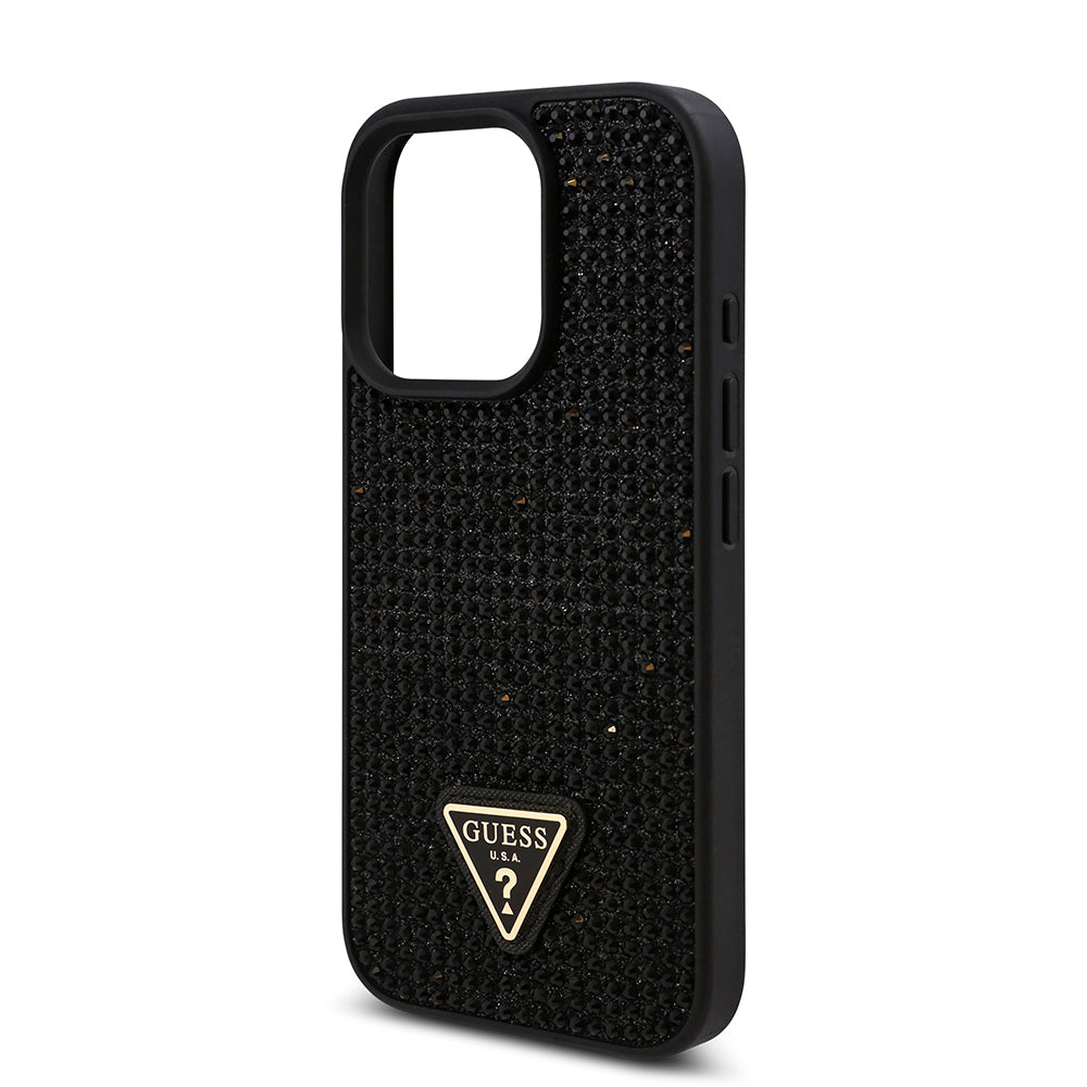 Guess iPhone 16 Pro Orjinal Lisanslı Taşlı Arka Yüzey Üçgen Logolu Telefon Kılıfı-30