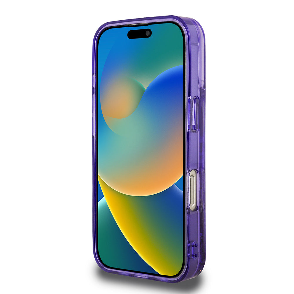 Guess iPhone 16 Pro Orjinal Lisanslı Transparan Sıvılı Simli Altın Çizgili Kılıf