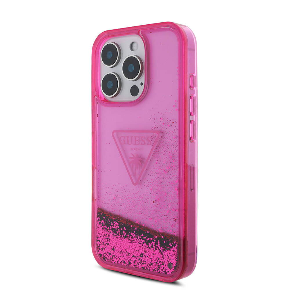 Guess iPhone 16 Pro Orjinal Lisanslı Transparan Sıvılı Simli Dizayn Telefon Kılıfı-3