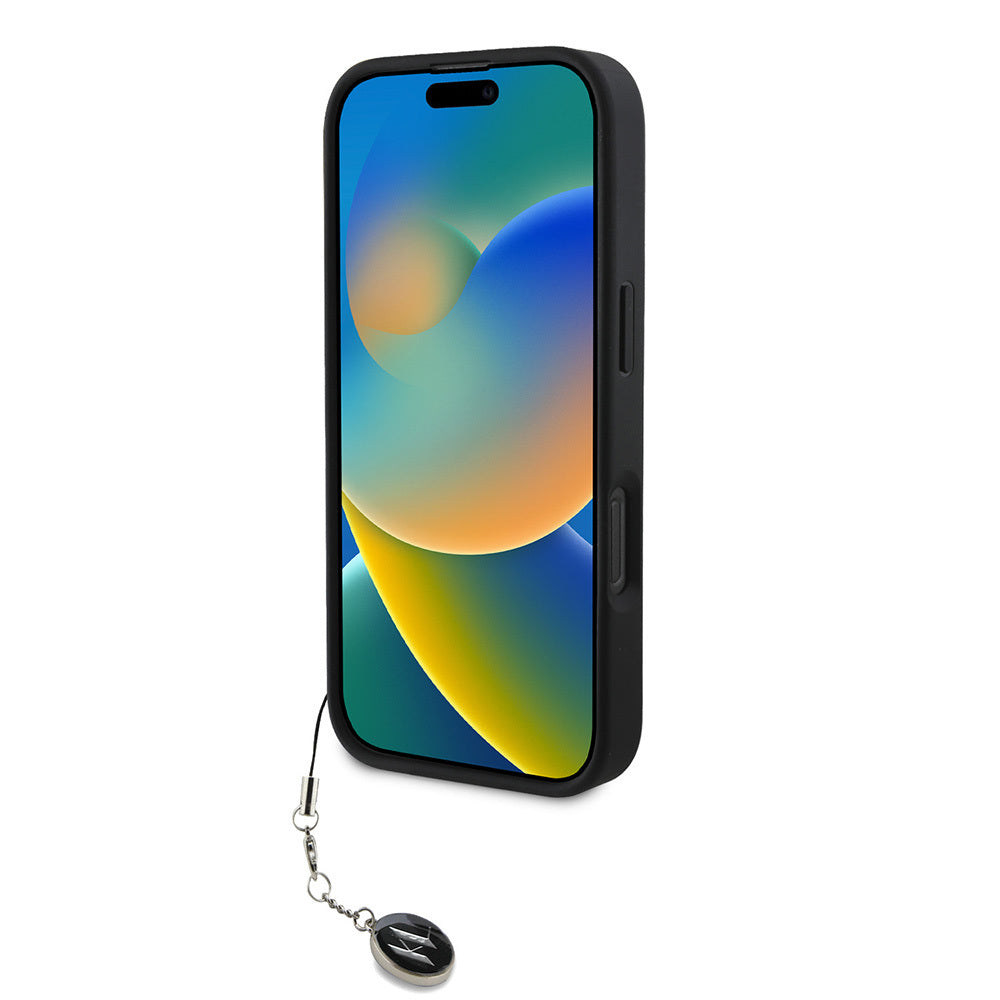 Karl Lagerfeld iPhone 16 Pro Orjinal Lisanslı Anahtarlıklı Taşlı KL Yazılı Saffiano Rhinestones Telefon Kılıfı-12