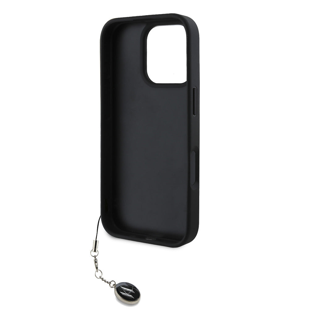 Karl Lagerfeld iPhone 16 Pro Orjinal Lisanslı Anahtarlıklı Taşlı KL Yazılı Saffiano Rhinestones Telefon Kılıfı-14