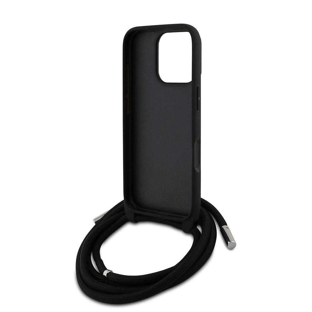 Karl Lagerfeld iPhone 16 Pro Orjinal Lisanslı Askı İpli Taşlı KL Yazılı Crossbody Cord Telefon Kılıfı-6