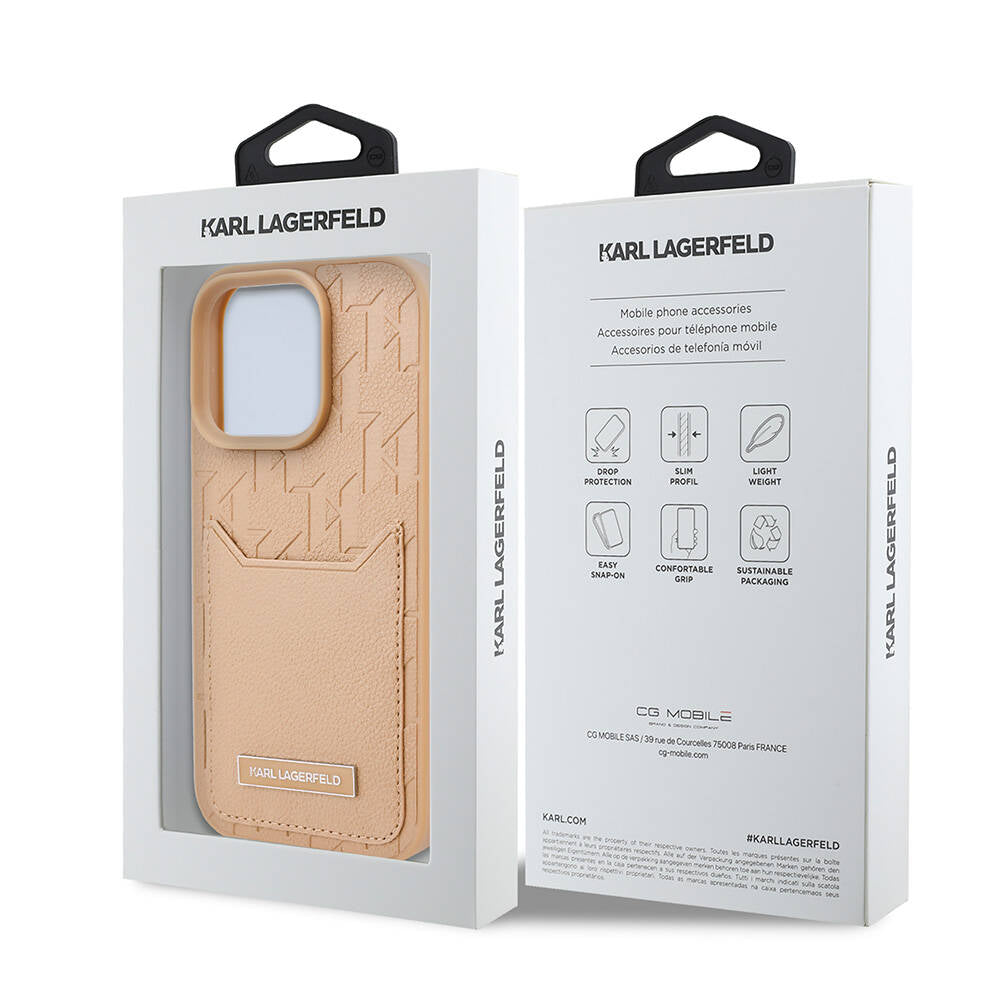 Karl Lagerfeld iPhone 16 Pro Orjinal Lisanslı KL Desenli Kartlıklı Monogram Telefon Kılıfı - 7