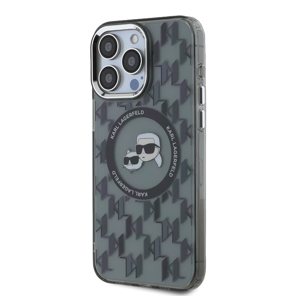 Karl Lagerfeld iPhone 16 Pro Orjinal Lisanslı Magsafe Şarj Özellikli IML Baskılı Metal Monogram KC Heads Telefon Kılıfı - 2