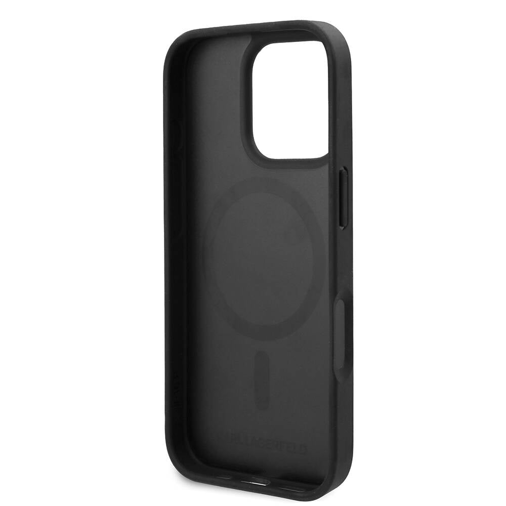 Karl Lagerfeld iPhone 16 Pro Orjinal Lisanslı Magsafe Şarj Özellikli KL Yazılı Hot Stamp Telefon Kılıfı - 7