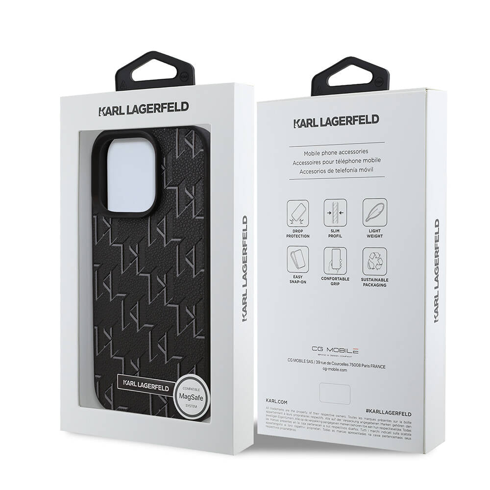 Karl Lagerfeld iPhone 16 Pro Orjinal Lisanslı Magsafe Şarj Özellikli KL Yazılı Hot Stamp Telefon Kılıfı - 8