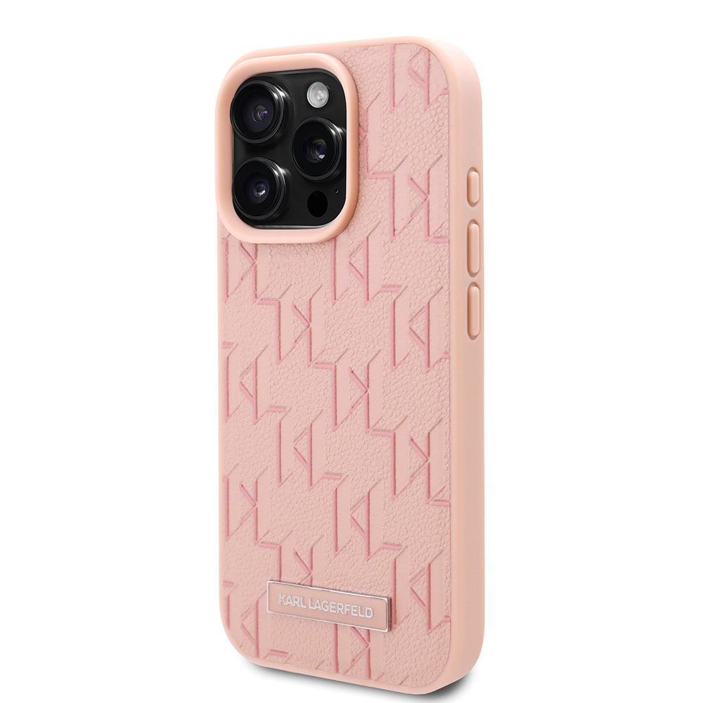Karl Lagerfeld iPhone 16 Pro Orjinal Lisanslı Magsafe Şarj Özellikli KL Yazılı Hot Stamp Telefon Kılıfı - 16