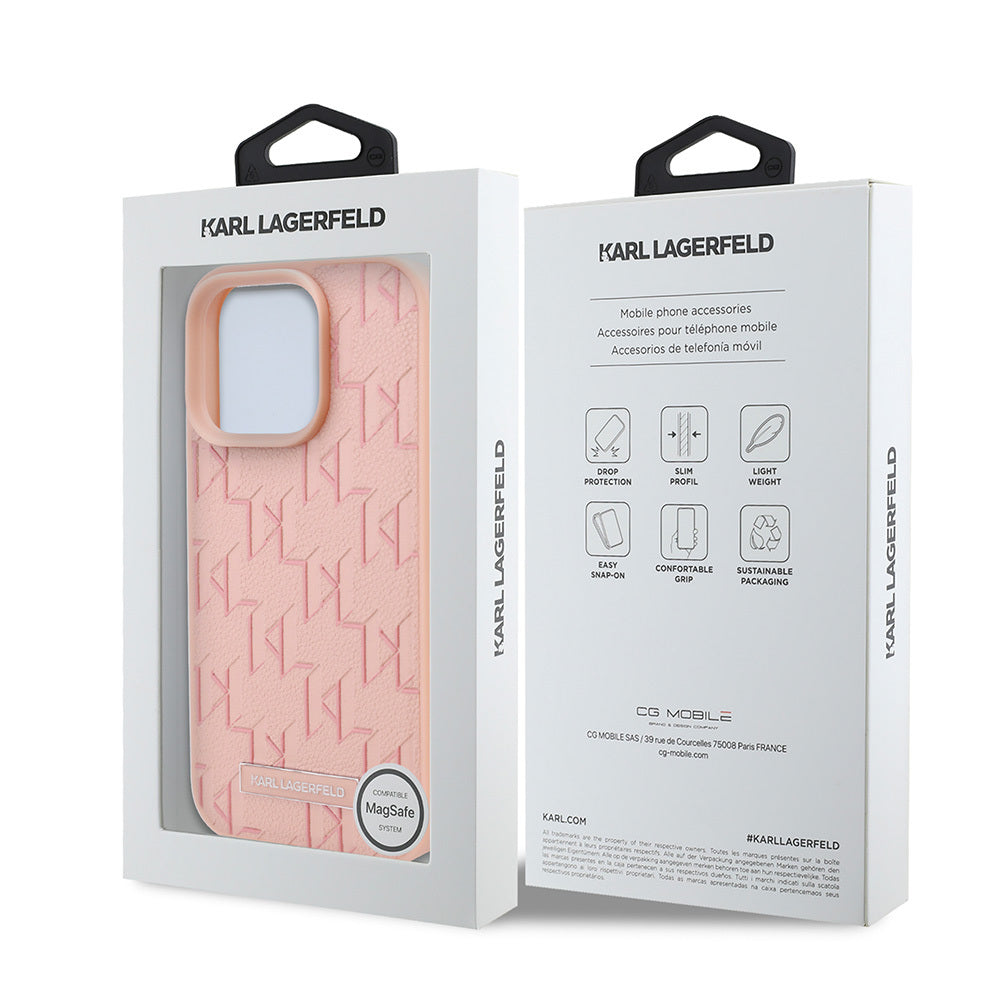 Karl Lagerfeld iPhone 16 Pro Orjinal Lisanslı Magsafe Şarj Özellikli KL Yazılı Hot Stamp Telefon Kılıfı - 22