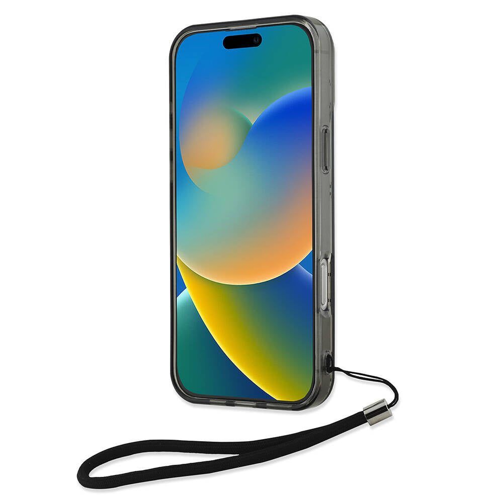 Karl Lagerfeld iPhone 16 Pro Orjinal Lisanslı KL Desenli Saydam Bilek Askı İpli Klasik Logolu Telefon Kılıfı - 4