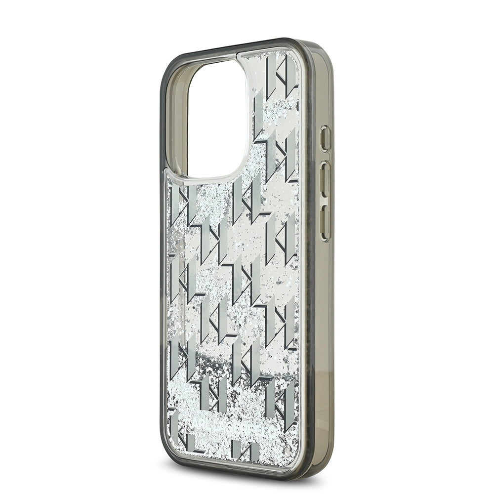 Karl Lagerfeld iPhone 16 Pro Orjinal Lisanslı Simli KL Yazılı Monogram Gradient Telefon Kılıfı-6