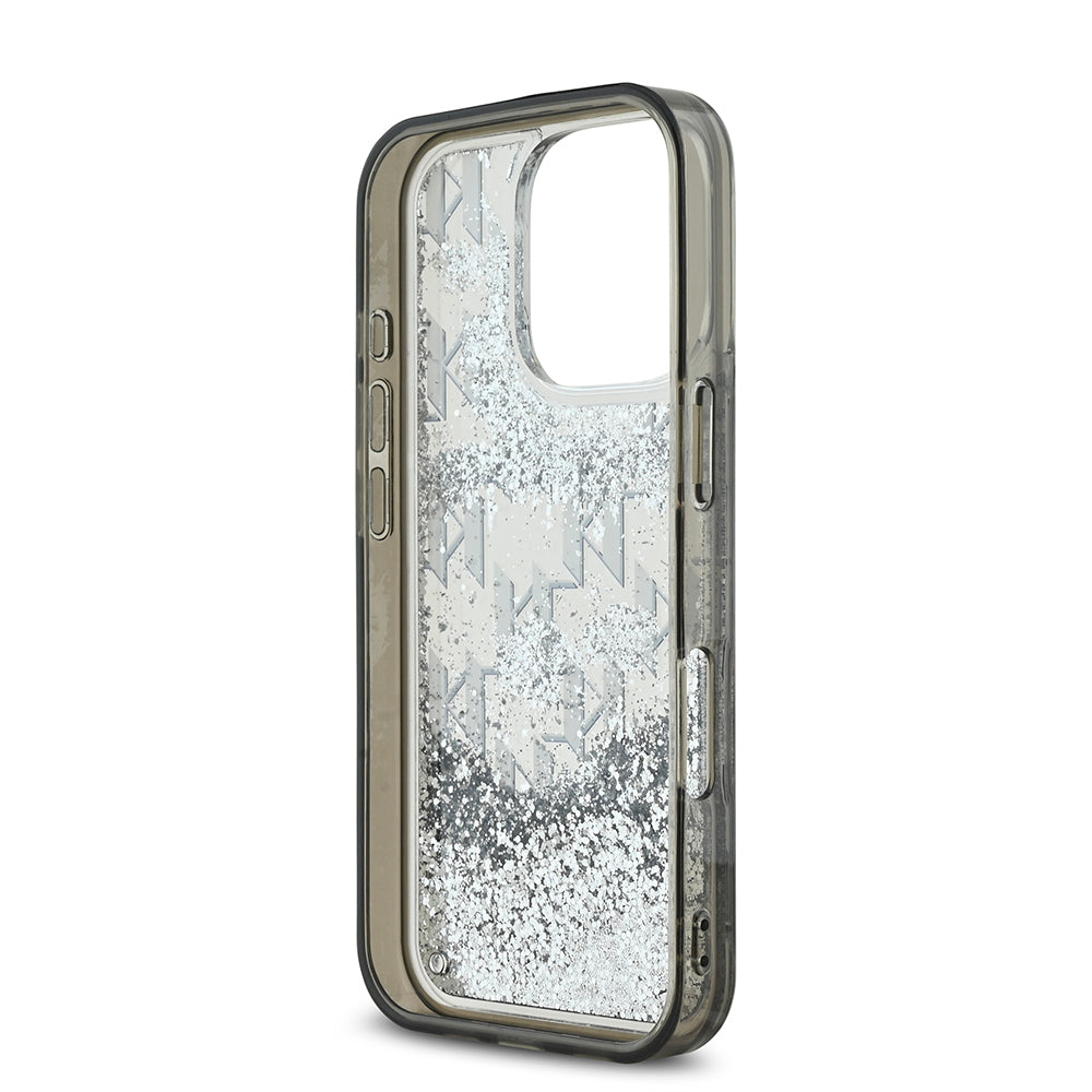 Karl Lagerfeld iPhone 16 Pro Orjinal Lisanslı Simli KL Yazılı Monogram Gradient Telefon Kılıfı-7
