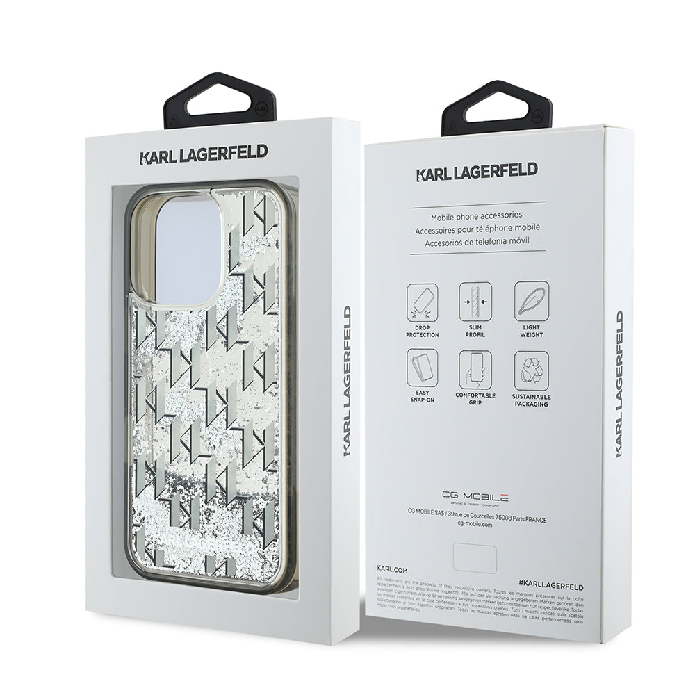 Karl Lagerfeld iPhone 16 Pro Orjinal Lisanslı Simli KL Yazılı Monogram Gradient Telefon Kılıfı-8