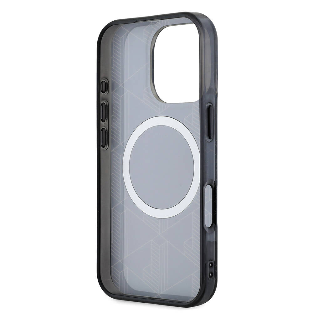 Lacoste iPhone 16 Pro Orjinal Lisanslı M-safe Şarj Özellikli IML Baskılı Gümüş Timsah Logolu Monogram Kılıf