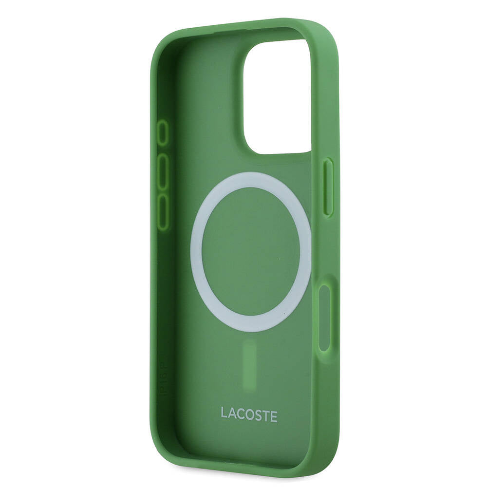 Lacoste iPhone 16 Pro Orjinal Lisanslı PU Pike Desenli Arka Yüzey İkonik Timsah Dokuma Logolu Telefon Kılıfı - 16
