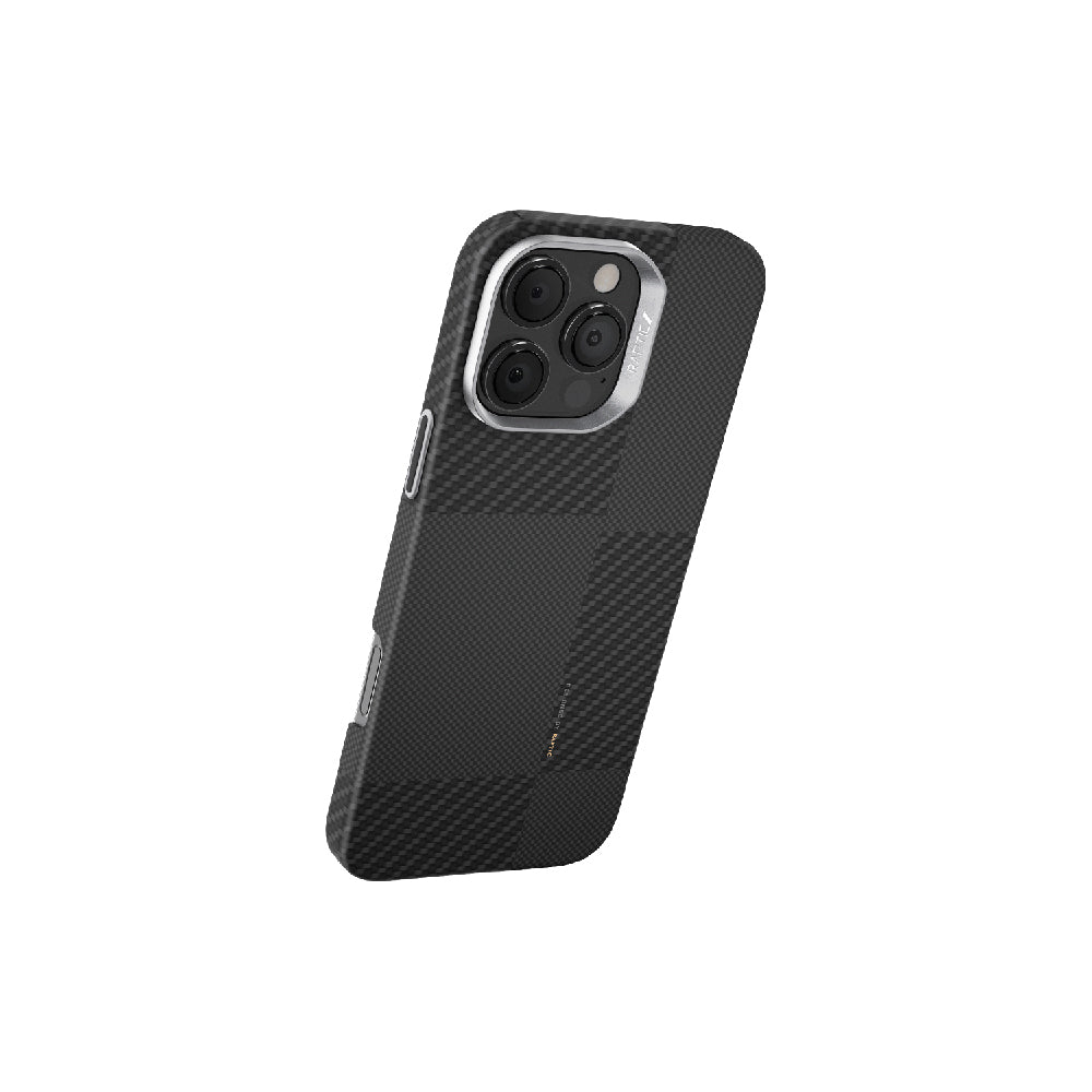 Raptic Aramid Fiber Croxx Mondrian Serisi iPhone 16 Pro M-safe Şarj Özellikli 600D Metal Kamera Çerçeveli Kılıf
