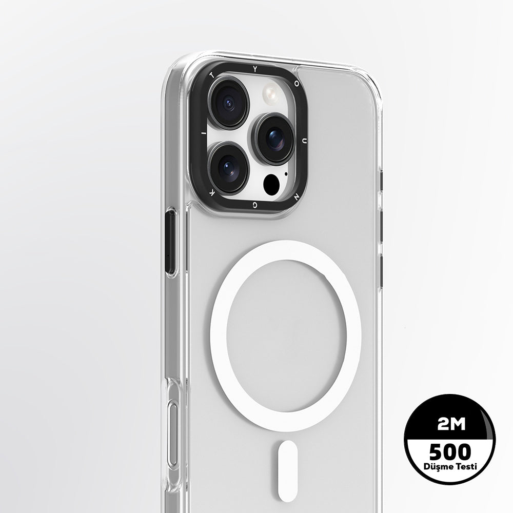 Youngkit Gemstone Serisi iPhone 16 Pro Magsafe Şarj Özellikli Cam Arka Yüzey TPU Kılıf