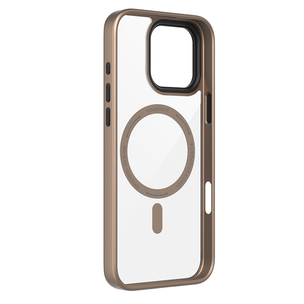 Youngkit Gemstone Serisi iPhone 16 Pro Magsafe Şarj Özellikli Cam Arka Yüzey TPU Kılıf