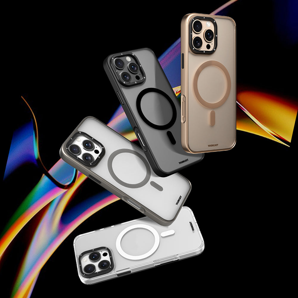 Youngkit Gemstone Serisi iPhone 16 Pro Magsafe Şarj Özellikli Cam Arka Yüzey TPU Kılıf