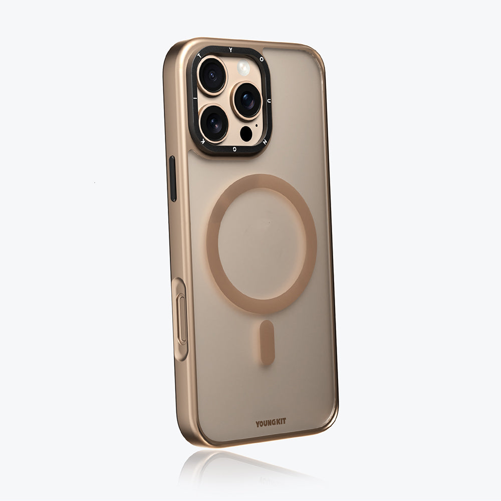 Youngkit Gemstone Serisi iPhone 16 Pro Magsafe Şarj Özellikli Cam Arka Yüzey TPU Kılıf