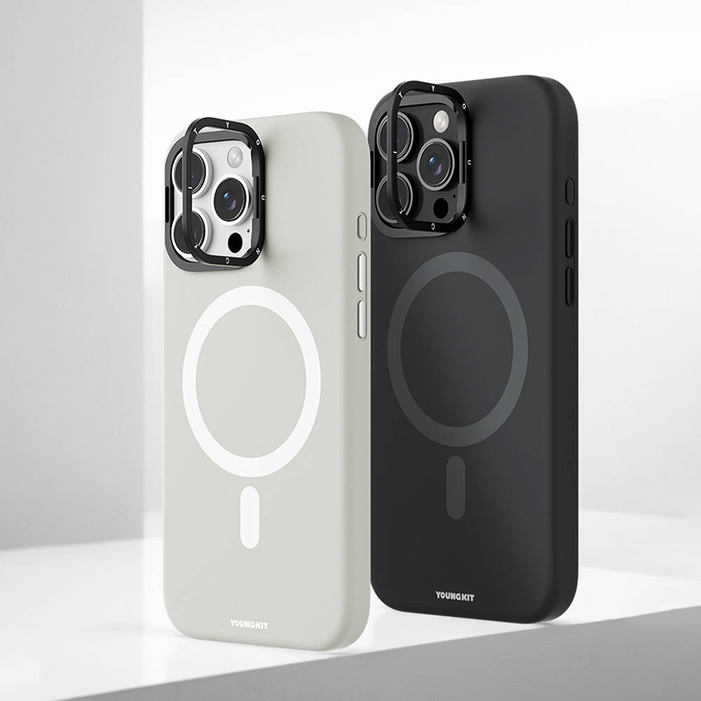 Youngkit Bitty Cream iPhone 16 Pro Magsafe Şarj Özellikli Kamera Standlı Telefon Kılıfı-13