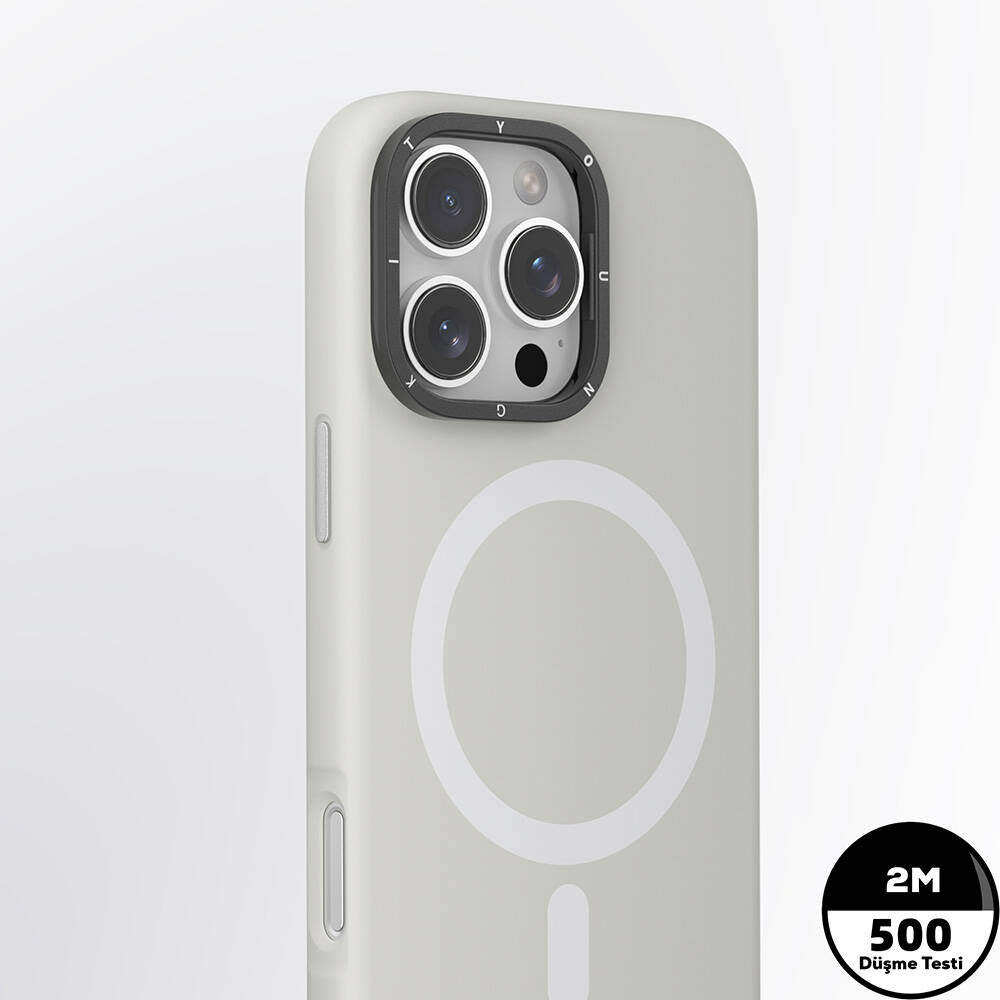 Youngkit Bitty Cream iPhone 16 Pro Magsafe Şarj Özellikli Kamera Standlı Telefon Kılıfı-12