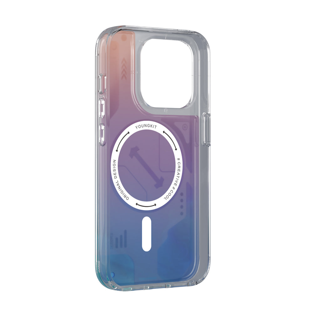 Youngkit Galaxy Fantasy Serisi iPhone 16 Pro Magsafe Karanlıkta Parlayan Kumlu Sıvılı Tasarımlı Telefon Kılıfı-11