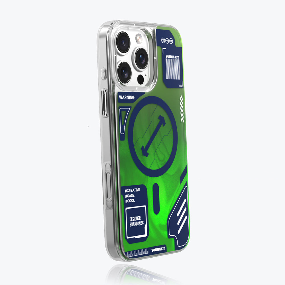 Youngkit Galaxy Fantasy Serisi iPhone 16 Pro Magsafe Karanlıkta Parlayan Kumlu Sıvılı Tasarımlı Telefon Kılıfı-7