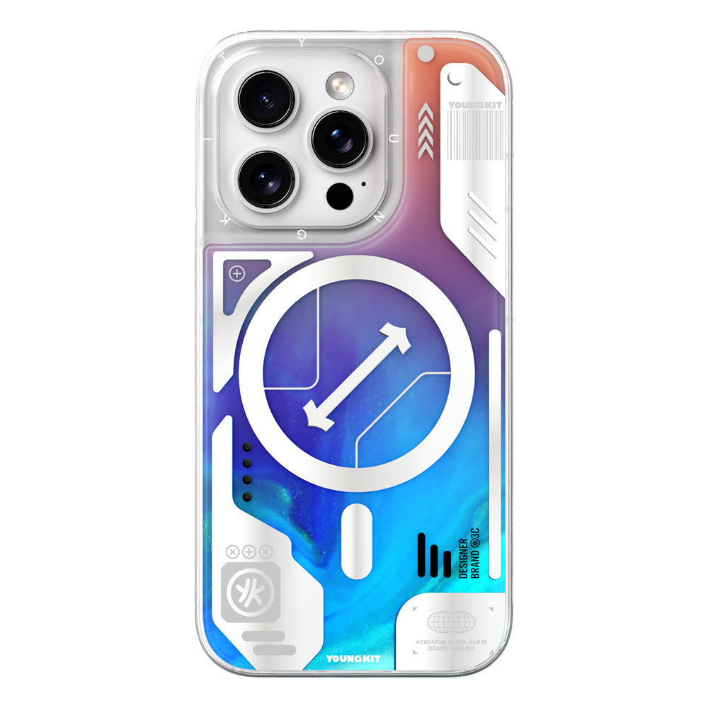 Youngkit Galaxy Fantasy Serisi iPhone 16 Pro Magsafe Karanlıkta Parlayan Kumlu Sıvılı Tasarımlı Telefon Kılıfı-8